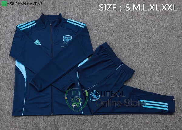 Conjunto Completo Ropa Deportiva Con Cremallera Larga Ninos Arsenal 25/2026 Azul II Marino