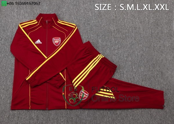Conjunto Completo Ropa Deportiva Con Cremallera Larga Ninos Arsenal 25/2026 Rojo Amarillo