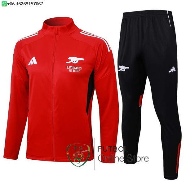 Conjunto Completo Ropa Deportiva Con Cremallera Larga Ninos Arsenal 25/2026 Rojo Negro