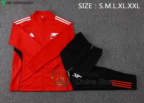 Conjunto Completo Ropa Deportiva Con Cremallera Larga Ninos Arsenal 25/2026 Rojo Negro