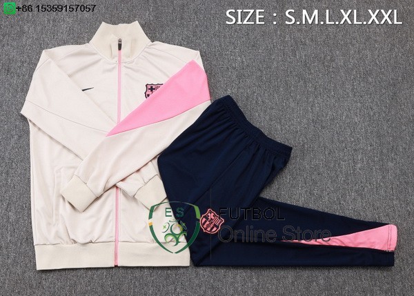 Conjunto Completo Ropa Deportiva Con Cremallera Larga Ninos Barcelona 25/2026 Amarillo Rosa