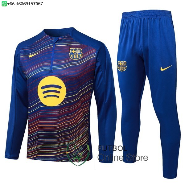 Conjunto Completo Ropa Deportiva Con Cremallera Larga Ninos Barcelona 25/2026 Azul Amarillo