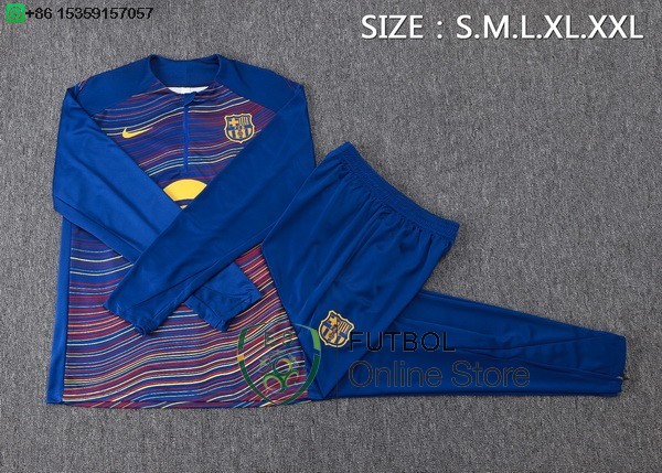 Conjunto Completo Ropa Deportiva Con Cremallera Larga Ninos Barcelona 25/2026 Azul Amarillo