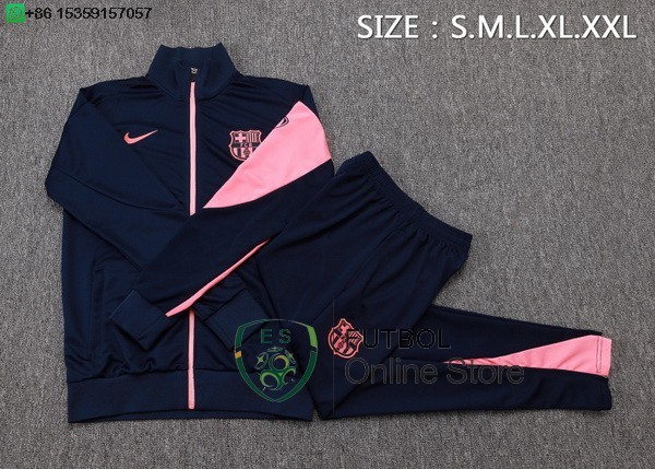 Conjunto Completo Ropa Deportiva Con Cremallera Larga Ninos Barcelona 25/2026 Azul Marino Rosa