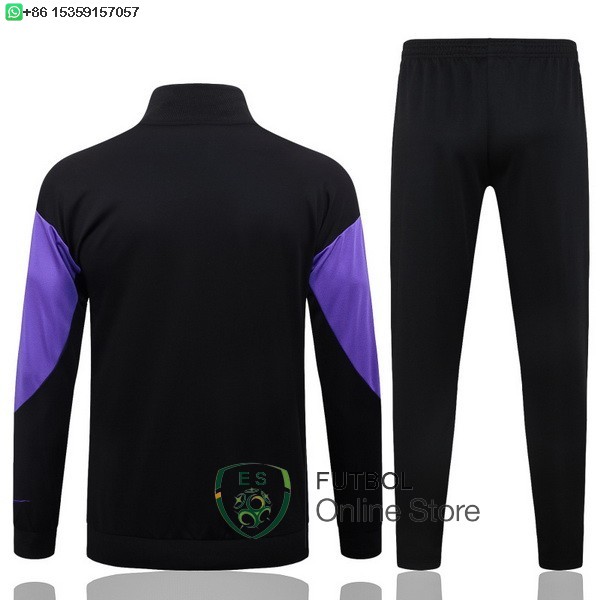 Conjunto Completo Ropa Deportiva Con Cremallera Larga Ninos Barcelona 25/2026 Negro I Purpura