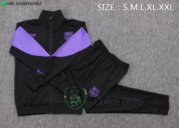 Conjunto Completo Ropa Deportiva Con Cremallera Larga Ninos Barcelona 25/2026 Negro I Purpura