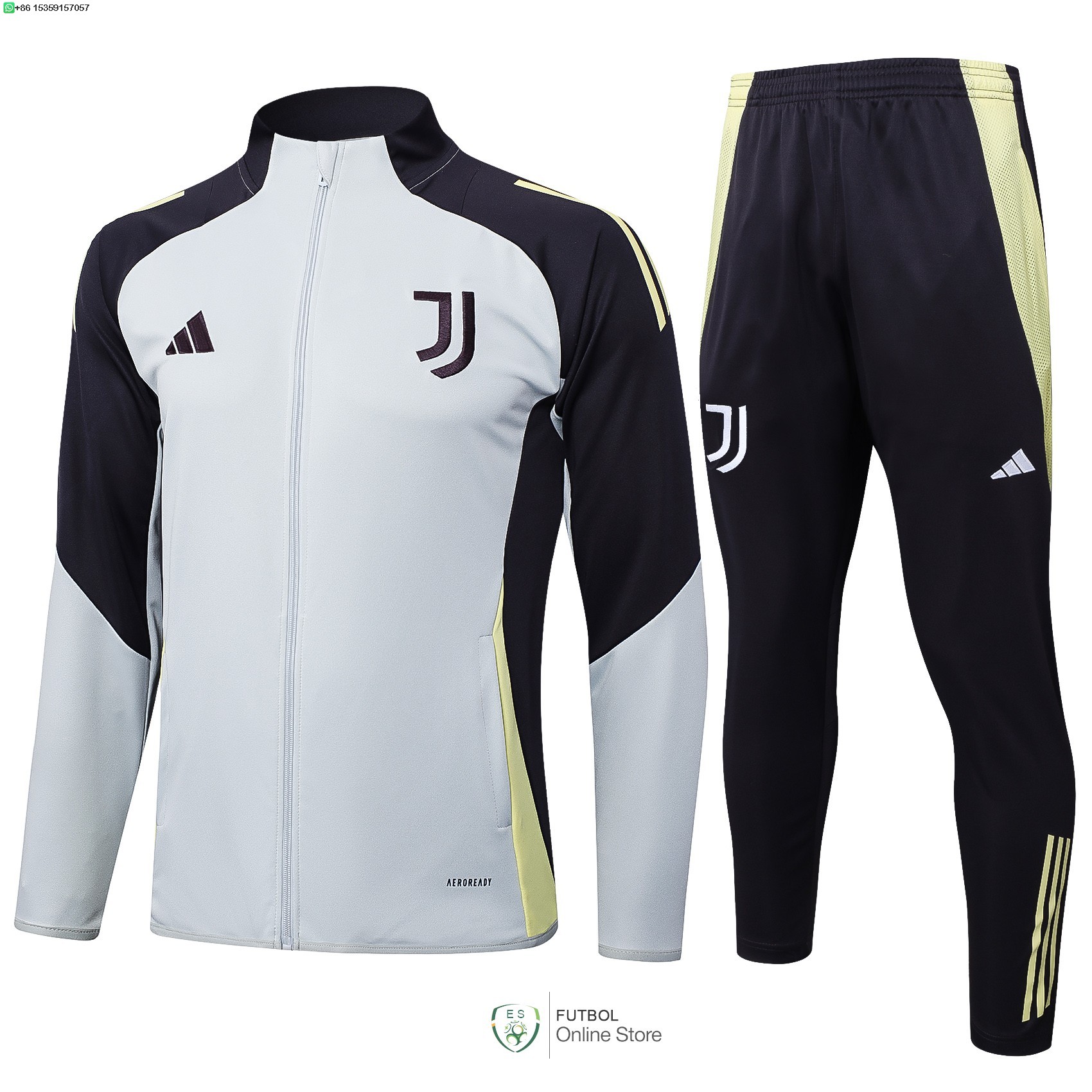 Conjunto Completo Ropa Deportiva Con Cremallera Larga Ninos Juventus 25/2026 Gris Negro