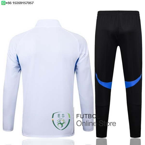 Conjunto Completo Ropa Deportiva Con Cremallera Larga Ninos Manchester United 25/2026 Blanco Azul Negro