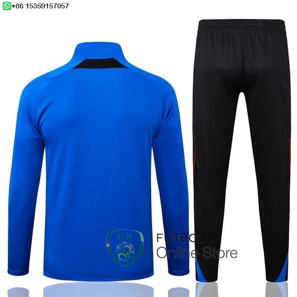 Conjunto Completo Ropa Deportiva Con Cremallera Larga Ninos Manchester United 25/2026 Negro I Azul