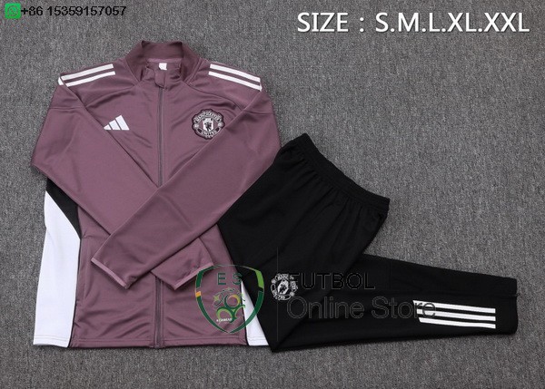 Conjunto Completo Ropa Deportiva Con Cremallera Larga Ninos Manchester United 25/2026 Purpura Negro