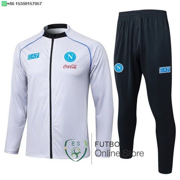 Conjunto Completo Ropa Deportiva Con Cremallera Larga Ninos Napoli 25/2026 Blanco Negro