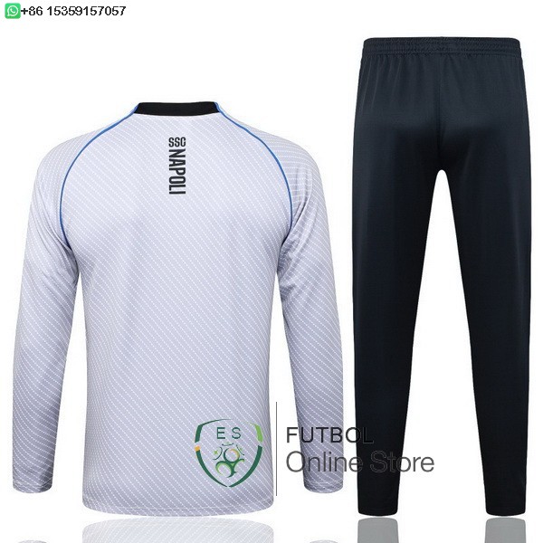 Conjunto Completo Ropa Deportiva Con Cremallera Larga Ninos Napoli 25/2026 Blanco Negro