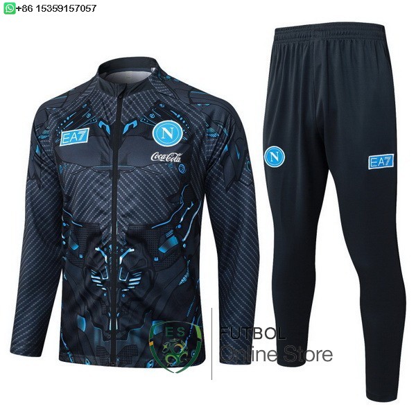Conjunto Completo Ropa Deportiva Con Cremallera Larga Ninos Napoli 25/2026 Gris Negro