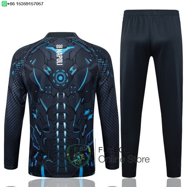 Conjunto Completo Ropa Deportiva Con Cremallera Larga Ninos Napoli 25/2026 Gris Negro