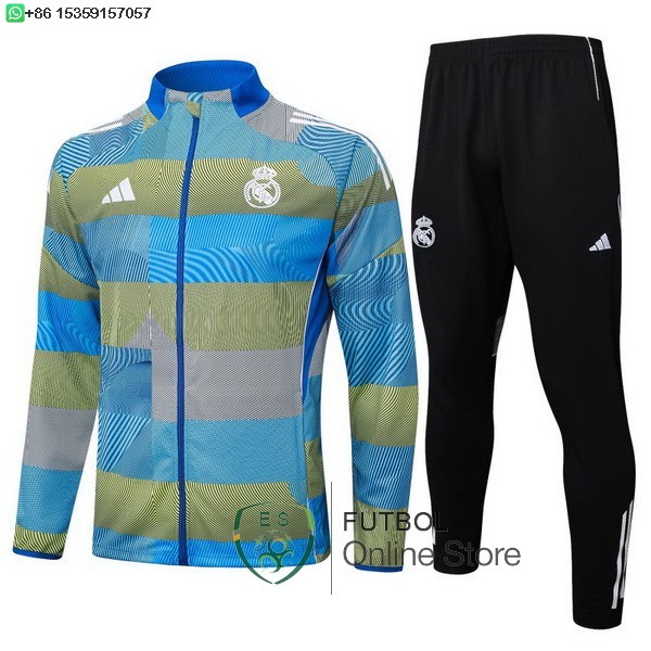 Conjunto Completo Ropa Deportiva Con Cremallera Larga Ninos Real Madrid 25/2026 Azul Amarillo Negro