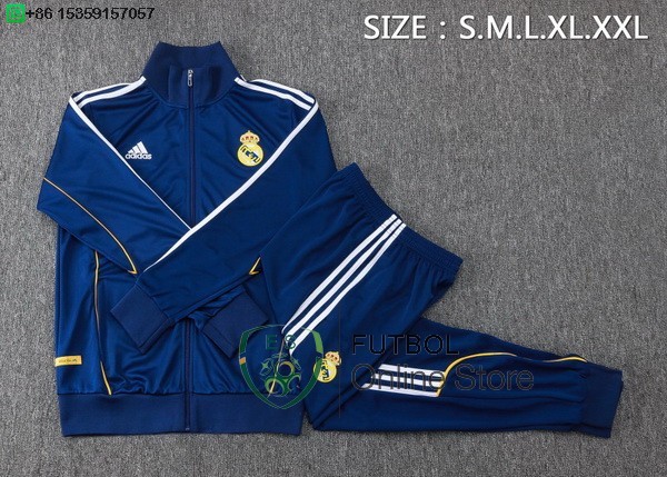 Conjunto Completo Ropa Deportiva Con Cremallera Larga Ninos Real Madrid 25/2026 Azul I Marino