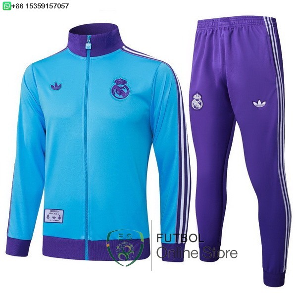 Conjunto Completo Ropa Deportiva Con Cremallera Larga Ninos Real Madrid 25/2026 Azul Purpura