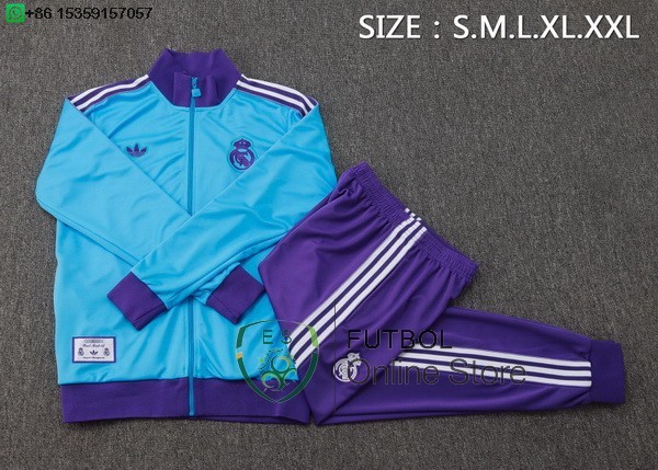 Conjunto Completo Ropa Deportiva Con Cremallera Larga Ninos Real Madrid 25/2026 Azul Purpura