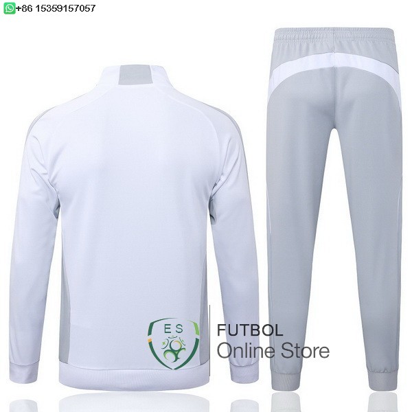 Conjunto Completo Ropa Deportiva Con Cremallera Larga Ninos Real Madrid 25/2026 Blanco I Gris