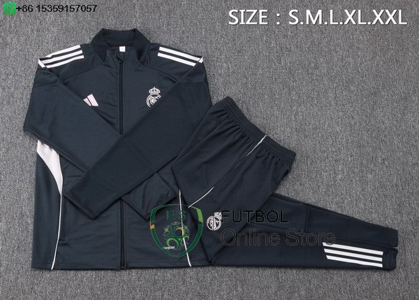 Conjunto Completo Ropa Deportiva Con Cremallera Larga Ninos Real Madrid 25/2026 Gris Marino