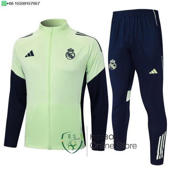 Conjunto Completo Ropa Deportiva Con Cremallera Larga Ninos Real Madrid 25/2026 Verde Claro