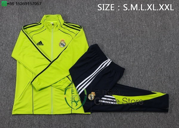 Conjunto Completo Ropa Deportiva Con Cremallera Larga Ninos Real Madrid 25/2026 Verde Negro