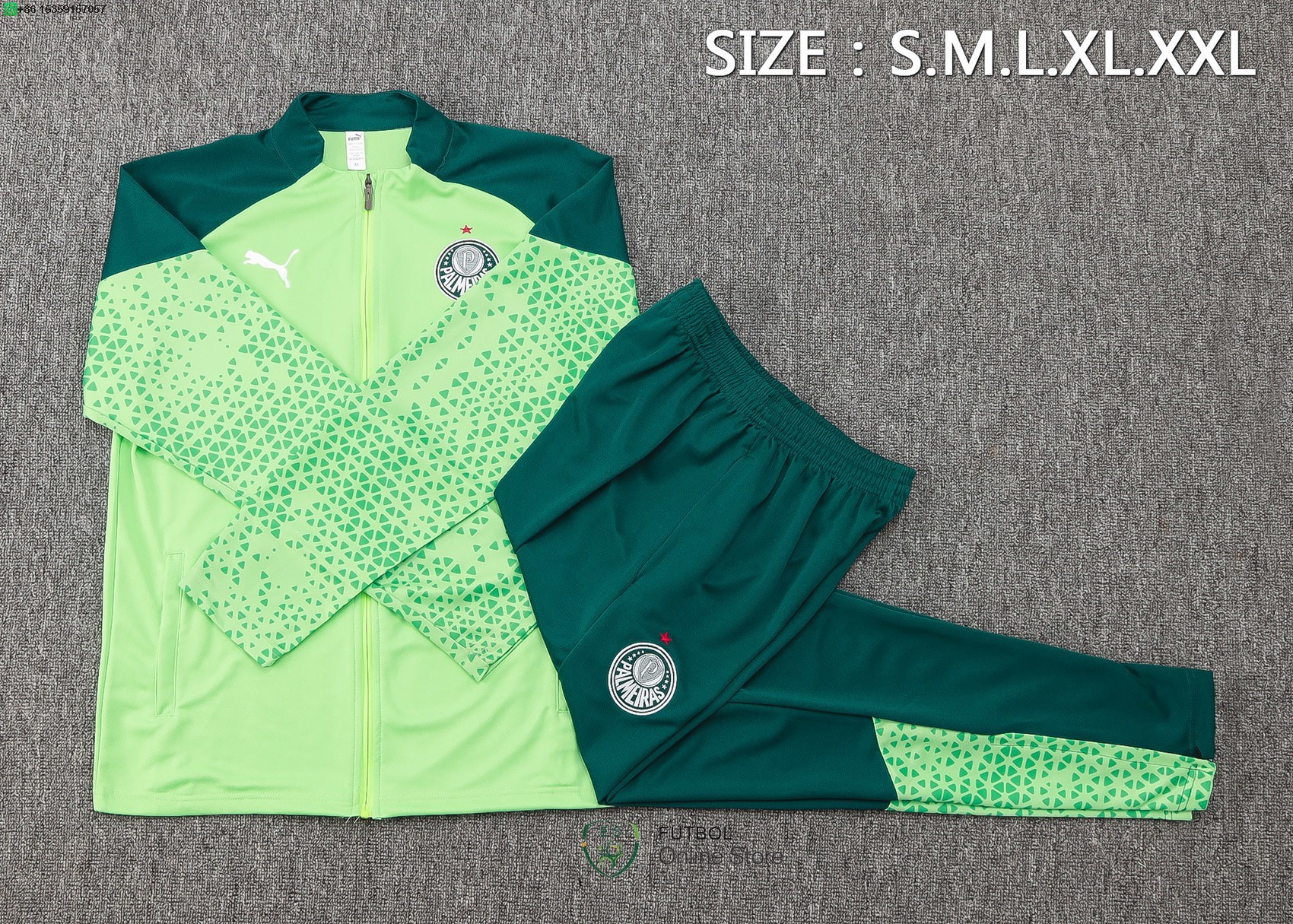 Conjunto Completo Ropa Deportiva Con Cremallera Larga Palmeiras 25/2026 I Verde