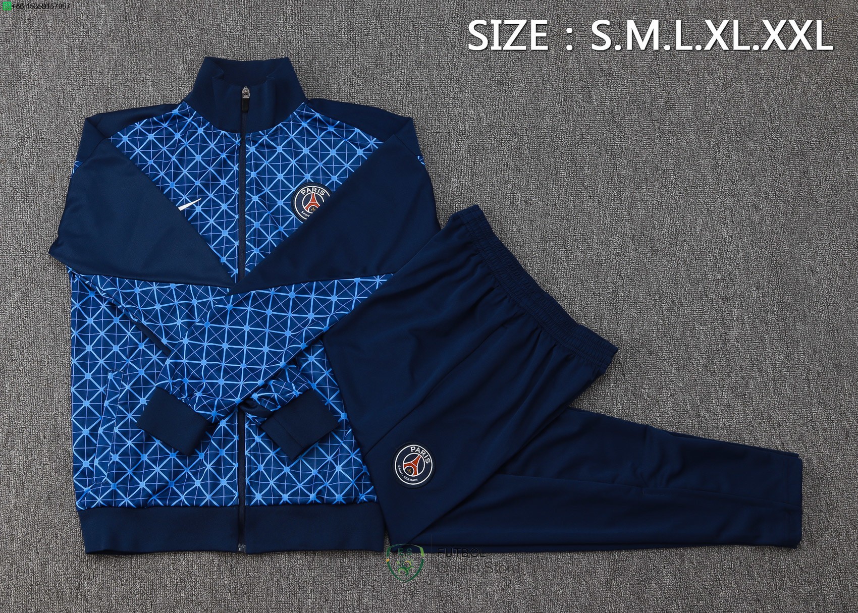 Conjunto Completo Ropa Deportiva Con Cremallera Larga Paris Saint Germain 25/2026 Azul Marino