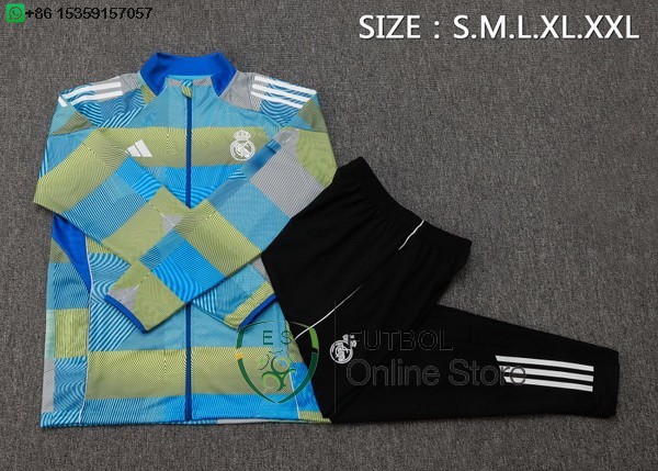 Conjunto Completo Ropa Deportiva Con Cremallera Larga Real Madrid Real Madrid 25/2026 Azul Amarillo Negro