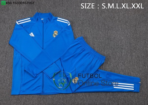 Conjunto Completo Ropa Deportiva Con Cremallera Larga Real Madrid Real Madrid 25/2026 Azul Blanco