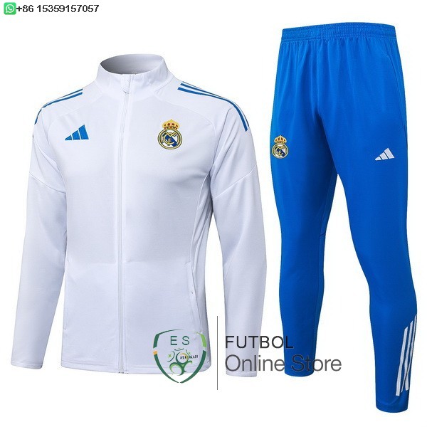 Conjunto Completo Ropa Deportiva Con Cremallera Larga Real Madrid Real Madrid 25/2026 Blanco Azul Conjunto Completo Ropa Deportiva Con Cremallera Larga Real Madrid Real Madrid 25/2026 Blanco Azul