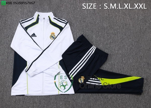 Conjunto Completo Ropa Deportiva Con Cremallera Larga Real Madrid Real Madrid 25/2026 Blanco Negro Verde