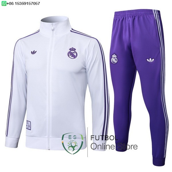Conjunto Completo Ropa Deportiva Con Cremallera Larga Real Madrid Real Madrid 25/2026 Blanco Purpura Conjunto Completo Ropa Deportiva Con Cremallera Larga Real Madrid Real Madrid 25/2026 Blanco Purpura