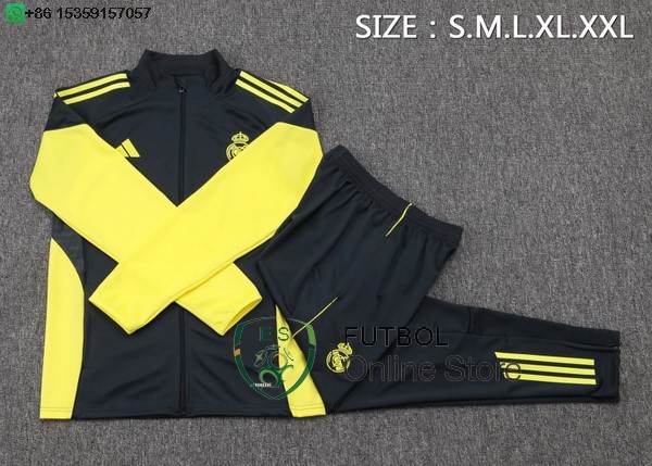 Conjunto Completo Ropa Deportiva Con Cremallera Larga Real Madrid Real Madrid 25/2026 Gris Amarillo