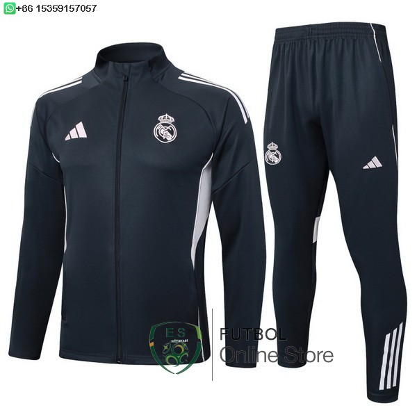 Conjunto Completo Ropa Deportiva Con Cremallera Larga Real Madrid Real Madrid 25/2026 Gris Marino