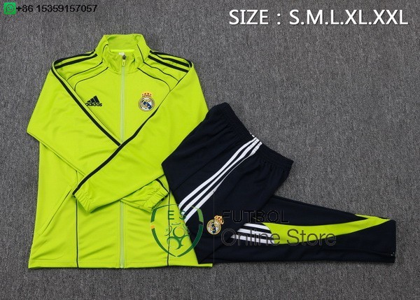 Conjunto Completo Ropa Deportiva Con Cremallera Larga Real Madrid Real Madrid 25/2026 Verde Negro