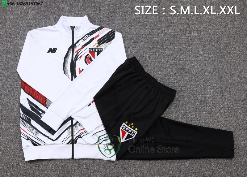 Conjunto Completo Ropa Deportiva Con Cremallera Larga Sao Paulo 25/2026 Blanco Negro