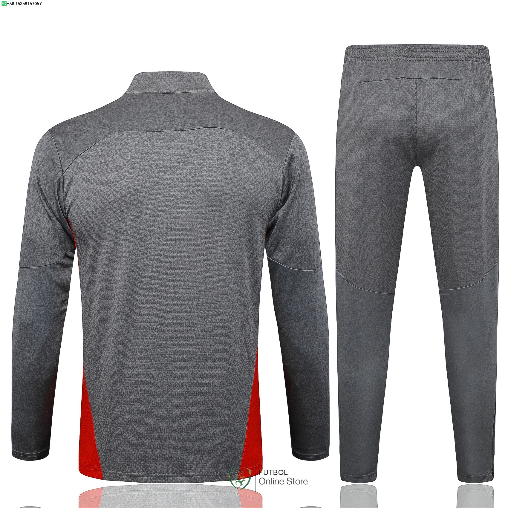Conjunto Completo Sudadera Entrenamiento AC Milan 24/2025 Gris Rojo