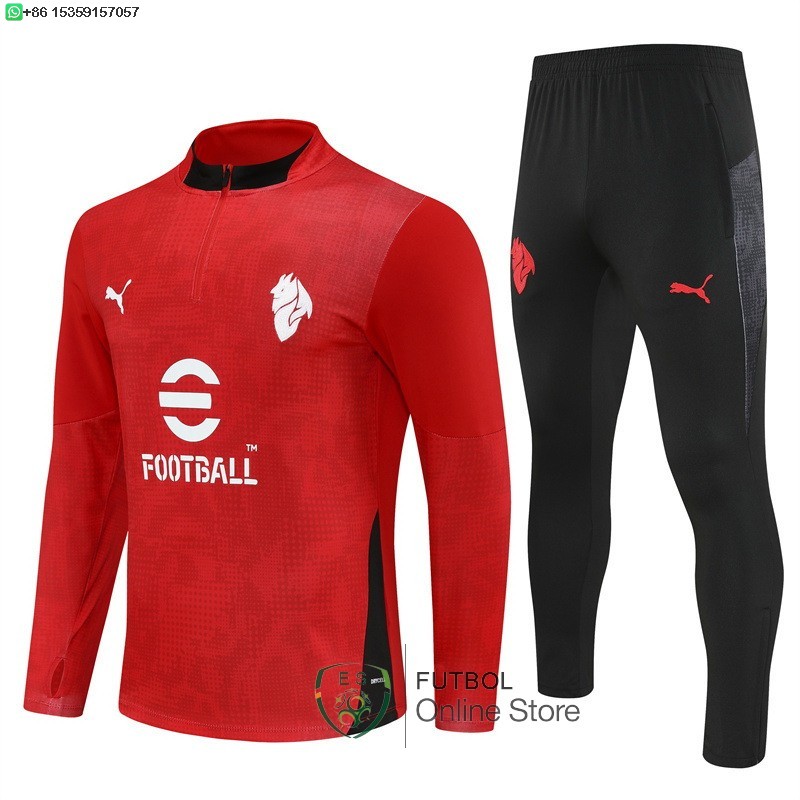 Conjunto Completo Sudadera Entrenamiento AC Milan 25/2026 Rojo Negro