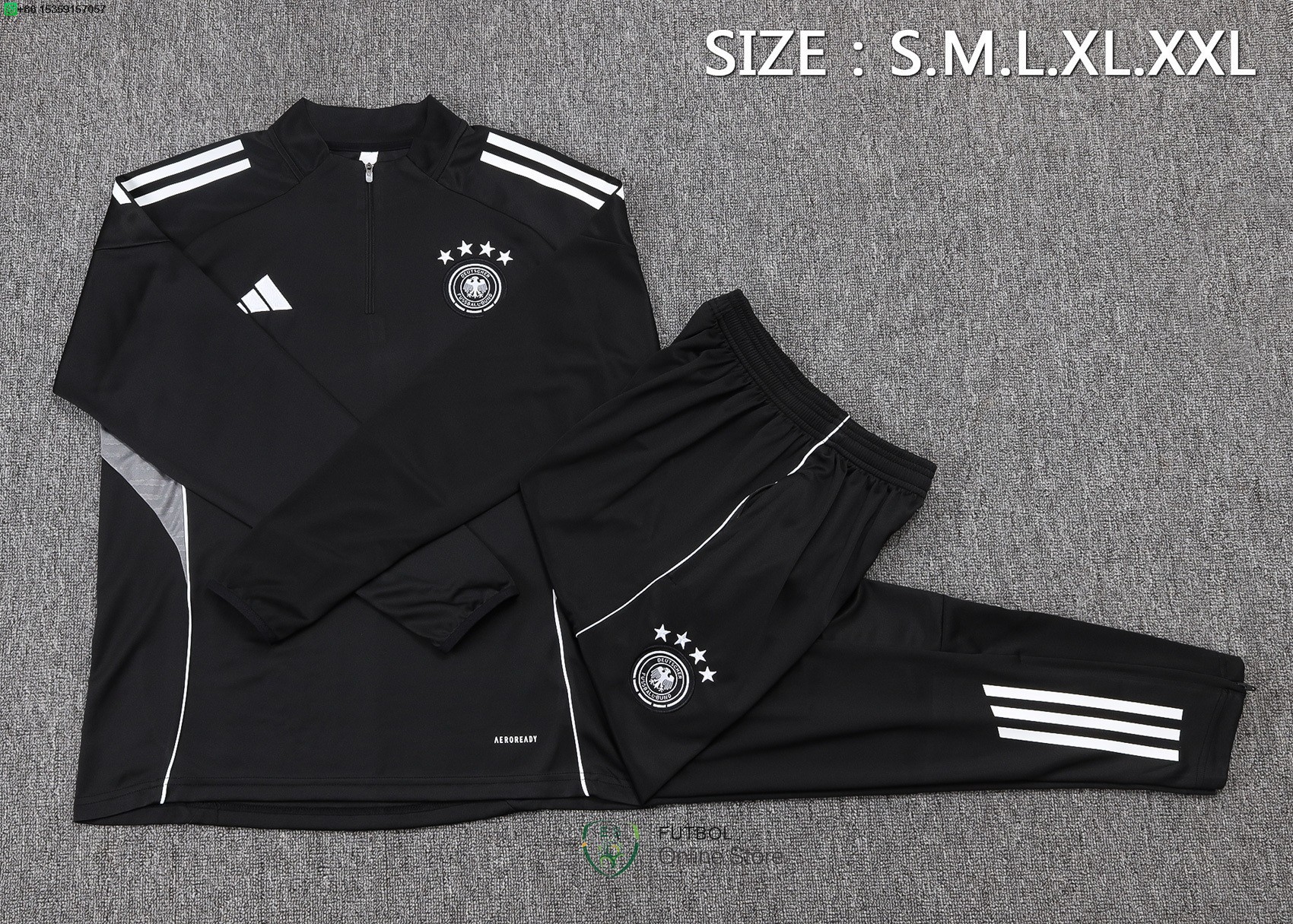 Conjunto Completo Sudadera Entrenamiento Alemania 2025 Negro Blanco