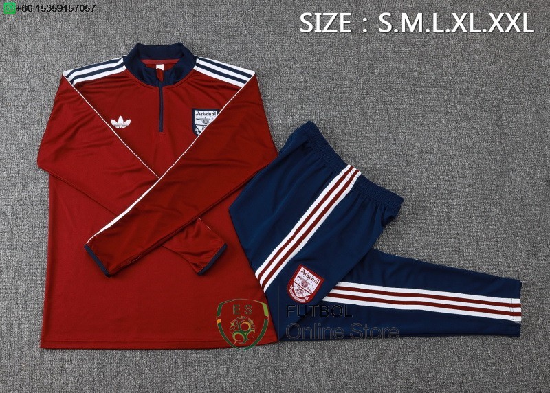 Conjunto Completo Sudadera Entrenamiento Arsenal 25/2026 Rojo Azul Marino