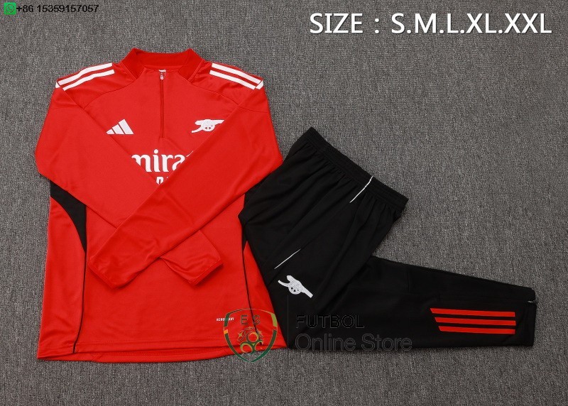 Conjunto Completo Sudadera Entrenamiento Arsenal 25/2026 Rojo Negro