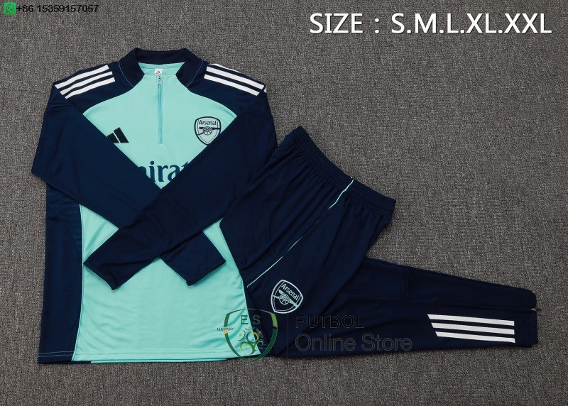 Conjunto Completo Sudadera Entrenamiento Arsenal 25/2026 Verde Azul Marino