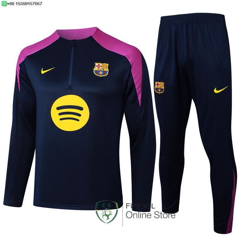 Conjunto Completo Sudadera Entrenamiento Barcelona 25/2026 Azul Marino Purpura