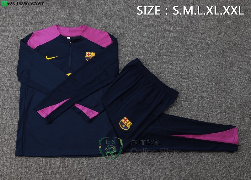 Conjunto Completo Sudadera Entrenamiento Barcelona 25/2026 Azul Marino Purpura