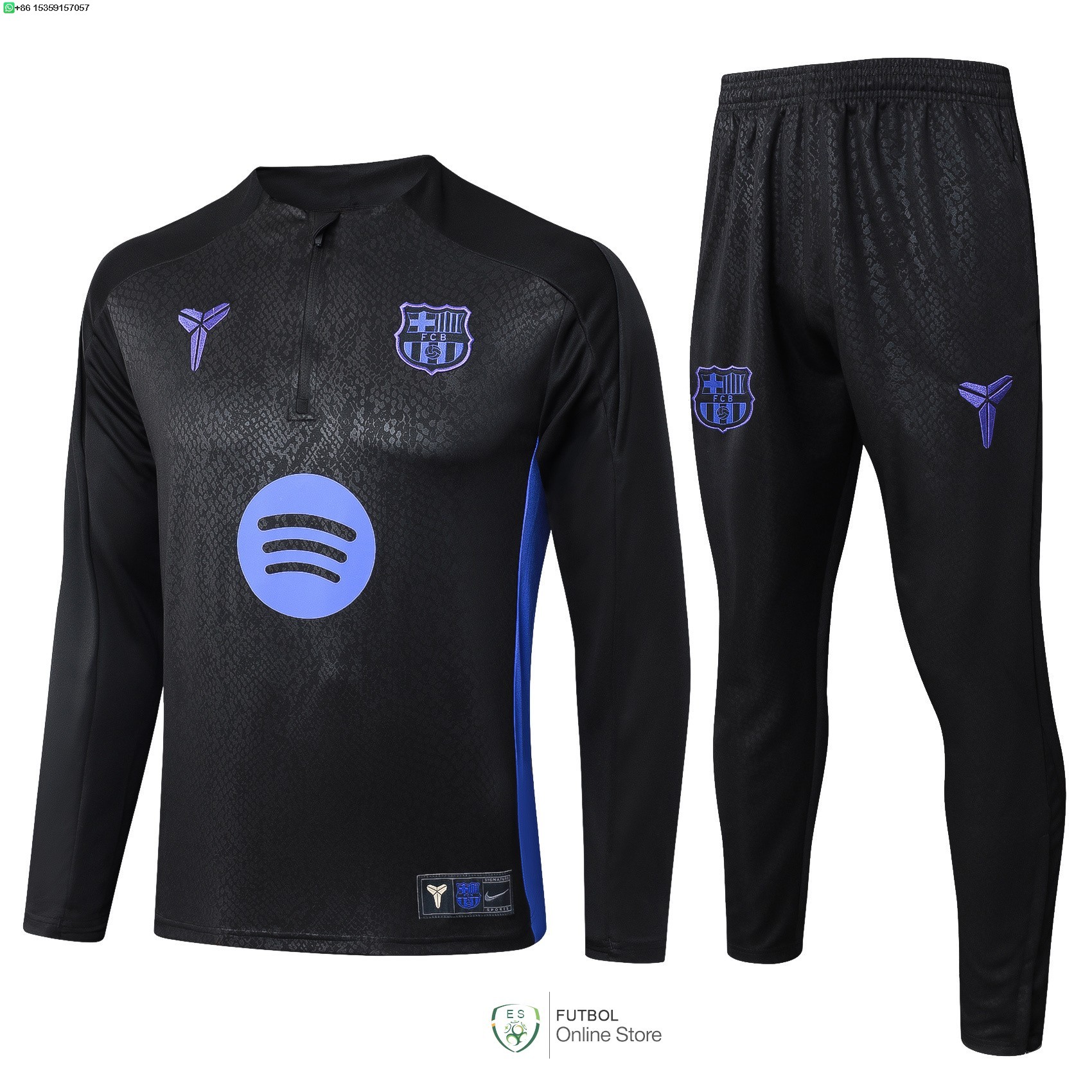 Conjunto Completo Sudadera Entrenamiento Barcelona 25/2026 Negro I Purpura