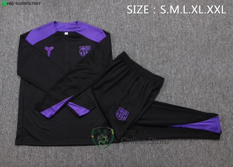 Conjunto Completo Sudadera Entrenamiento Barcelona 25/2026 Negro Purpura