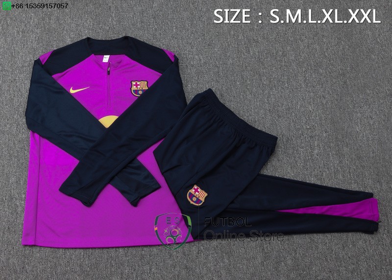 Conjunto Completo Sudadera Entrenamiento Barcelona 25/2026 Purpura Azul Marino