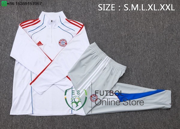 Conjunto Completo Sudadera Entrenamiento Bayern Munich 25/2026 Blanco Rojo