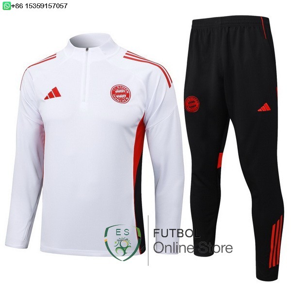 Conjunto Completo Sudadera Entrenamiento Bayern Munich 25/2026 Blanco Rojo